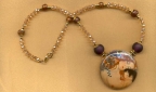 Klimt's Mother & Child, Murano Glass Blown Disc Necklace